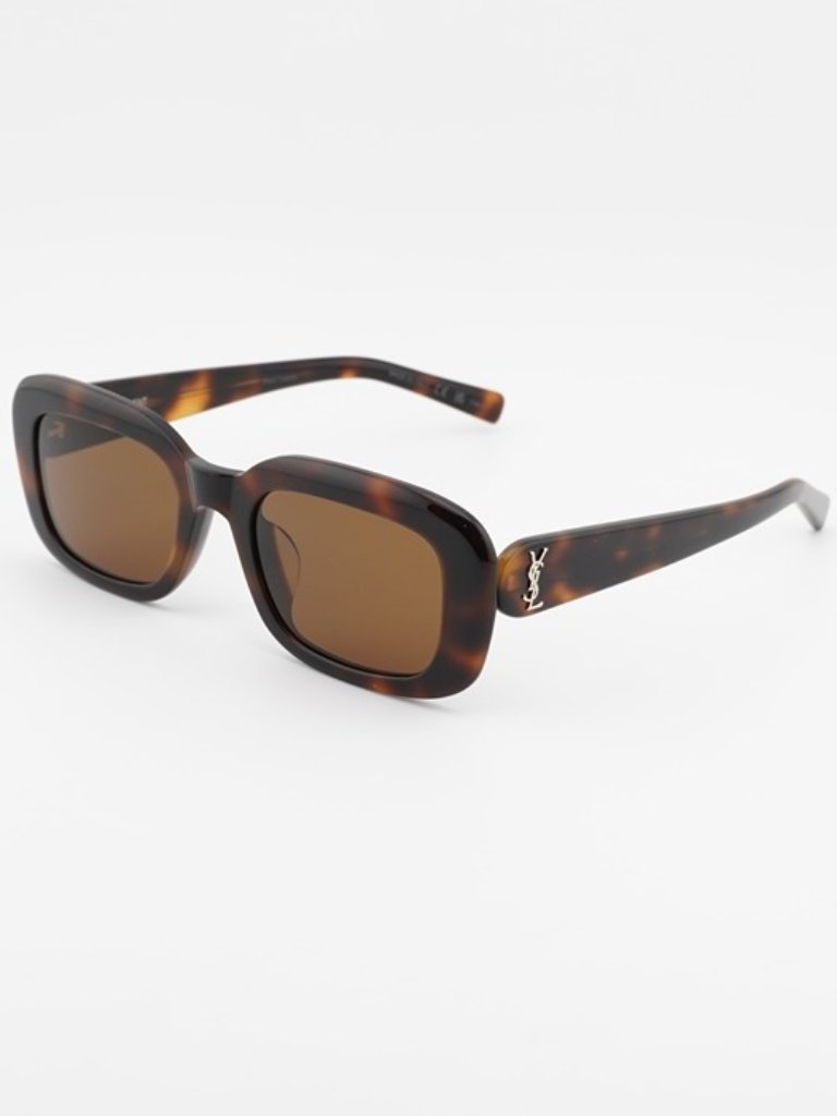 Saint Laurent Slm130/F 004 Sunglasses Havana Rectangle Frame, Brown Lenses